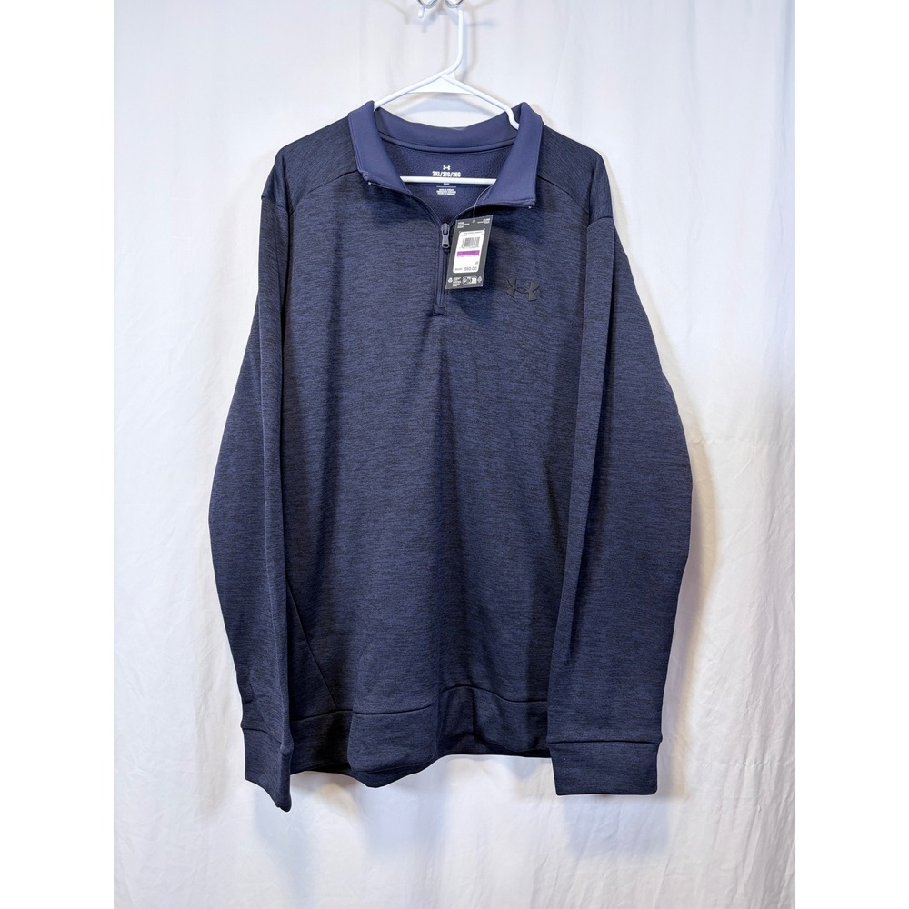 Under Armour Pullover 1/4 Zip Navy Blue Heather Loose Fit Mens 2XL